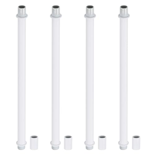 Image of PATIKIL Straight Pipe Lamp Stems Rod Kit, 4Set M10 Carbon Steel 200mm(7.87 inch) Long Double End Thread Rod with Coupling Nuts Sleeve Connector for Table Lamps Chandeliers, White