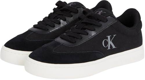 Calvin Klein Donna Sneakers con Suola Preformata Classic Low Mix in Tela, Nero (Black/Bright White), 38 - Immagine 1