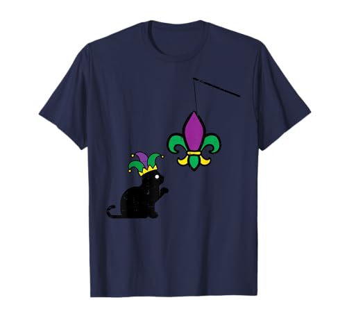 Mardi Gras - Camiseta de juguete para gatos negros para mujeres y niñas Camiseta