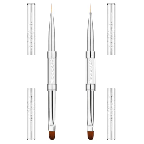 TAHULIK 2 Pcs Double-Ended Builder Gel Brush, French Tip Brushes