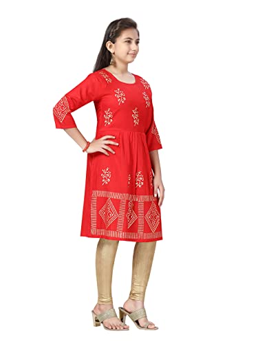 Image of muhuratam Girl's Cotton Regular Tunic Shirt