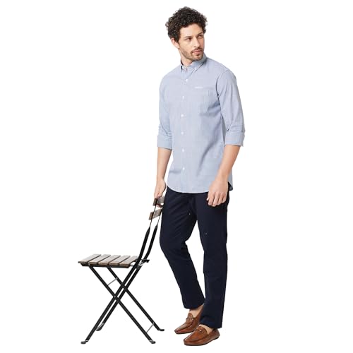 Image of KENNETH COLE New York Mens Slim Fit Cotton Spread Collar Long Sleeve Patch Pocket at Chest Casual Shirt