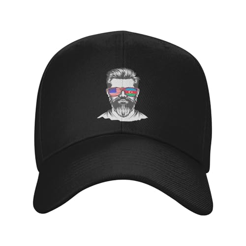 Azerbaijani American Half Flag Boy USA Azerbaijan Classic Duckbill Caps for Stylish Sun Protection Black