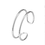 XIANNVQB 925 Silberringe - Minimalistische Geometrische Doppellinie Verstellbarer Ring 925 Sterling Silber Trendigen Offenen Ring Schmuck Für Charme Frauen, Wie Gezeigt, Eröffnung