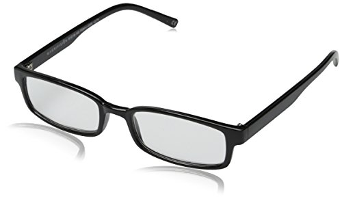 Foster Grant Men's Carter Rectangular Reading Glasses, Black/Transparent, 51 mm, 1.25