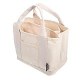 COMPUKAS 帆布バッグ ポータブルトートバッグ ショルダーポーチ コンパクト 耐久性 レディース 日常ショッピング用 化粧品収納ポーチ