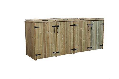 QUAD 140L WHEELIE BIN WOODEN STORE STORAGE CHEST