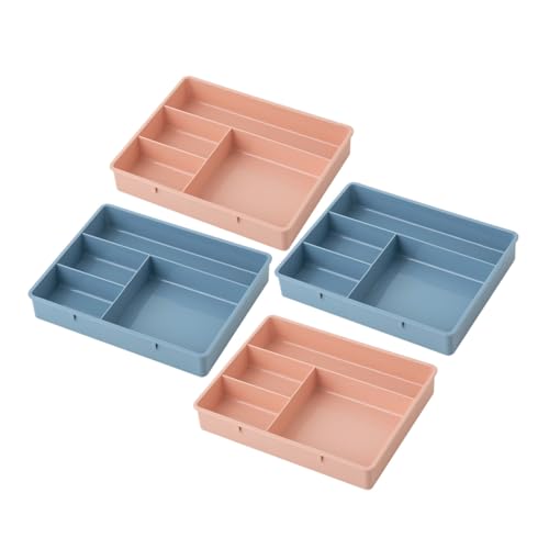 CLISPEED 4個 多機能デスク収納トレー 耐摩耗性素材 引き出し整理用収納ボックス 化粧品や文具の類に