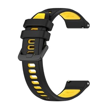 Estilo no Pulso, Pulseira Compatível com Amazfit GTS4 Mini ou GTS 4 Mini New em silicone 20mm Sport-R cor:Preta com Amarelo