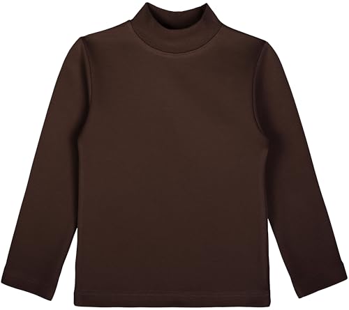 Image of Lilax Girls' Basic Long Sleeve Mock Turtleneck Cotton T-Shirt