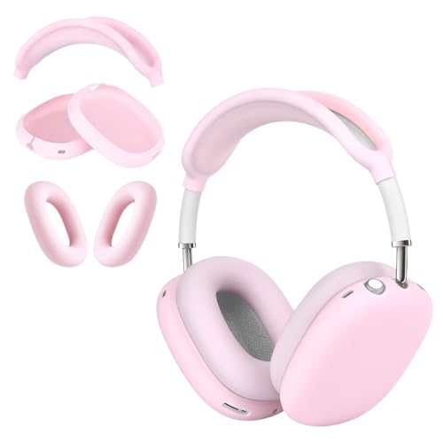 3 in 1 Silicone Case Cover for AirPods Max 2/ AirPods Max Headphones Anti-Scratch Ear Pad/Ear Cups/Headband for AirPod Max Accessories Silicone Protector for Apple AirPods Max (Pink)