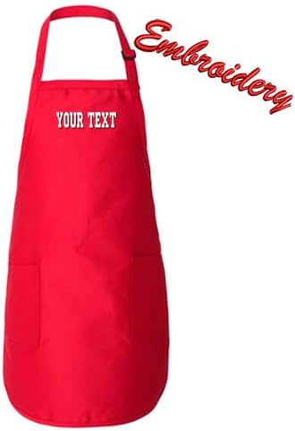 Personalize TEXT Delantal de longitud completa con bolsillos Q4350Delantal de texto bordadoDelantal de texto personalizadoDelantal bordado