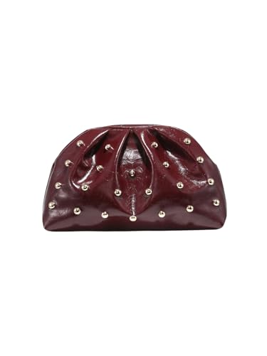 Image of QWINEE Women's Elegant Studded Clutch Bag Magnet Ruched Bags Retro Vintage Evening Handbag