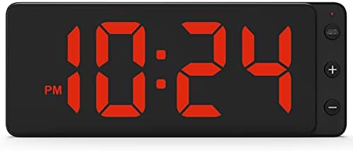 LED Digital Wall Clock with Large Display, Big Digits, Auto-Dimming, 12/24Hr Format, Battery Backup, Silent Wall Clock for Farmhouse, Kitchen, Living Room, Bedroom, Classroom, Office – Red