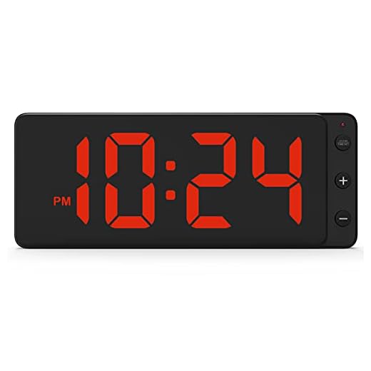 LED Digital Wall Clock with Large Display, Big Digits, Auto-Dimming, 12/24Hr Format, Battery Backup, Silent Wall Clock for Farmhouse, Kitchen, Living Room, Bedroom, Classroom, Office – Red