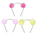 Produktbild Frcolor Fuzzy Pom Pom Ball Haarband Katze Ohr Stirnband für Kinder Mädchen 3 STÜCKE (Rosa + Gelb + Wassermelone Rot)