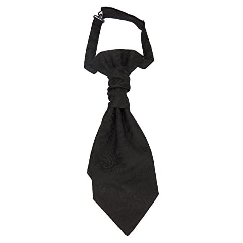 Hello Tie Pre-tied Microfiber Ascot Ruche Paisley Cravats Tie for Men (Black) Cover