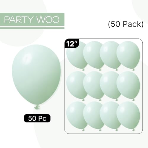Image of PartyWoo Light Green Balloons 50pcs Mint Pastel Peppermin Green Color