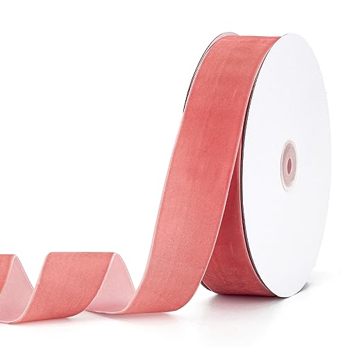 Pieaary Rose Gold Velvet Ribbon 1-1/2" x 20Yd,Great for Gift Wrapping,Hair Bows Making, Wreaths,Wedding and Christmas Party Decoration(Rose Gold 1-1/2") by Pieaary - Used condition - US$11.90