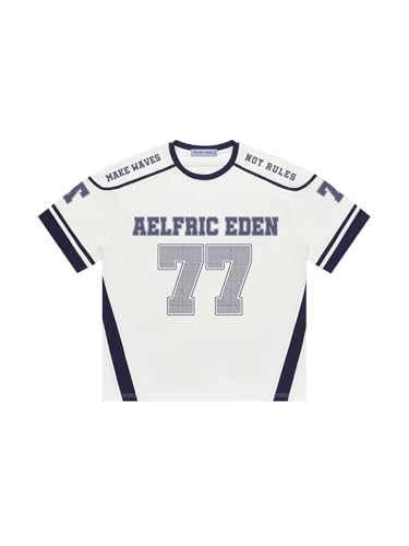 Aelfric Eden Unisex Oversized T-shirt damski, bawełna, dżersej, styl vintage, koszulka z nadrukiem Y2K Streetwear na lato, biały, M