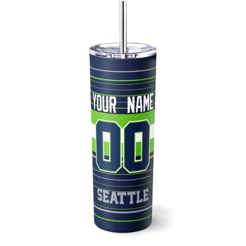 Image of Seattle Tumbler 20oz Travel Mug Custom Name and Number Gifts