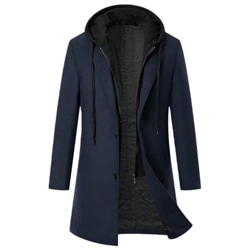 Trench homme style coréen contre le vent avec capuche amovible