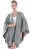 Shmily Girl Damen Poncho Schal Cashmere Feeling Strick Cape Cardigan Für Frauen Geschenk Für Mutter (Grau2)