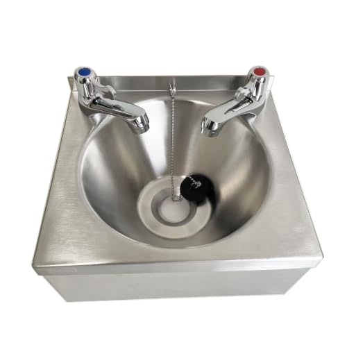 Lavabo de acero inoxidable Baki con grifos de palanca para baño y manos 5