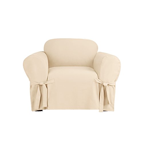 Surefit Heavy Weight Cotton Canvas 1 Piece Chair Slipcover in Natural