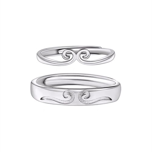 Bague de Couple Argent et Promesse Éternelle : Alliance Réglable 925 pour Amoureux