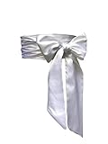 AIMECHA Special Occasion Dress sash Bridal Belts Wedding sash 4'' Wide Double Side (White), Medium