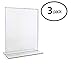 T'z Tagz Brand Bottom Load Double Sided 8.5 X 11 Inches Plexi Acrylic Sign Holder 3 PACK!!! - Single Sheet Easel-style 8-1/2X11