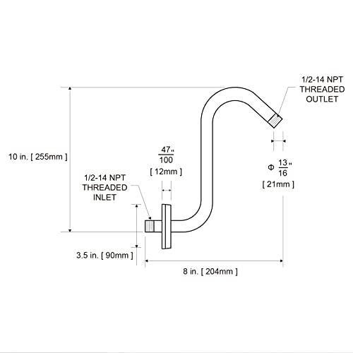 Offo Shower Head Extension Arm 10 Inch, Matte Black S Shaped Shower Arm With Flange High Rise Goose Neck Shower Arm Extension #TOP6