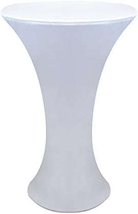 JISEN Cocktail Spandex Fitted Stretchable Elastic Tablecloth 24x43 White