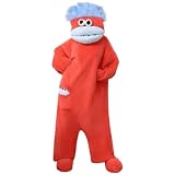SHINEHUA Pijamas de una Pieza para Mujeres y Hombres Monos de Disfraz de Animales Divertidos, Monos de Cosplay de Forro Polar para Adulto Pijamas cómodos de Forro Polar para Adulto Unisex (Red #3, L)