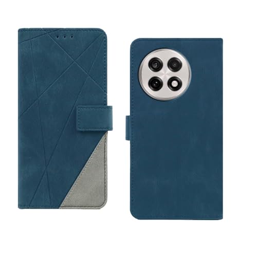 Image of amazon basics OnePlus 13R 5G Flip Cover | Card Pockets Wallet & Stand | Flip Cover for OnePlus 13R 5G (Blue with Grey)