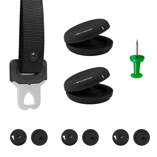 VCYOPN 5 Sets Seatbelt Stopper Kit, Snap-on Safety Belt Button Stop with Installation Tools, Plastic Seat Belt Stopper Prevent Buckle from Sliding Down, Universal Car Accessories (Black)