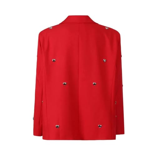 Blazer décontracté avec décoration d'amour rouge veste de printemps ample noire