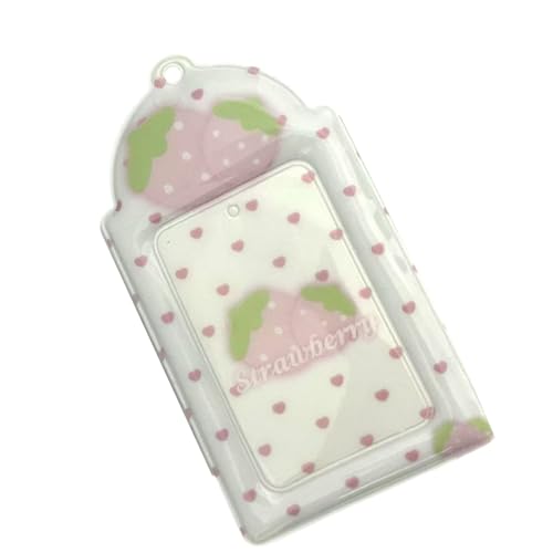 イチゴカードケース 3 インチフォトスリーブキーホルダーチャームバックパック装飾 Photocard ビジネスバスイチゴカードスリーブ