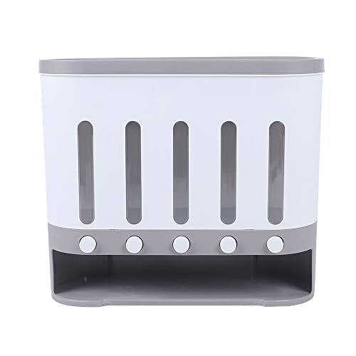 WINPANG Récipient à céréales à 5 compartiments de 10 litres, distributeur de céréales sèches pour montage mural, stockage de tri, convient pour le riz...