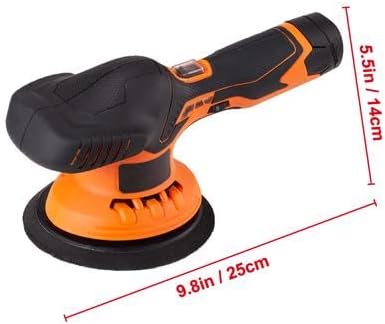 Miniatura 8 de Happybuy Pulidor de búfer inalámbrico, con 2 baterías de litio de 12 V 4.0 Ah, cera pulidora inalámbrica de 6 pulgadas, 6 velocidades variables,