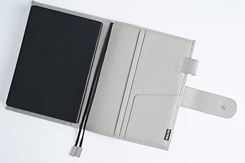 Moterm Leather Cover For Stalogy B6 - With Back Pocket, Pen Loop And Card Slots (Pebbled-Gray, B6+) #TOP3