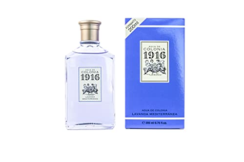 1916 - Lavanda Mediterránea 200 ml, Agua de Colonia Hombre y Mujer, Perfume Unisex, Eau de Toilette Masculina y Femenina, Fragancia Fresca y Floral, Aroma de Larga Duración