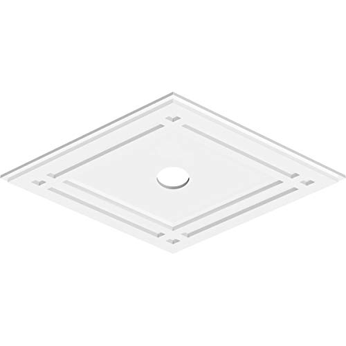 Image of Ekena Millwork CMP32X21DD-03000 Diamond Architectural Grade PVC Contemporary Urethane Ceiling Medallions 32 inchW x 21 3 /8 inchH x 3 inchID x 11 1 /4 inchC x 1 inchP