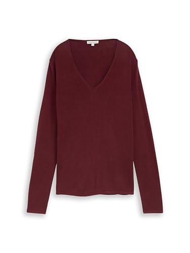Tom Tailor Damen Strickpullover mit V-Ausschnitt 1