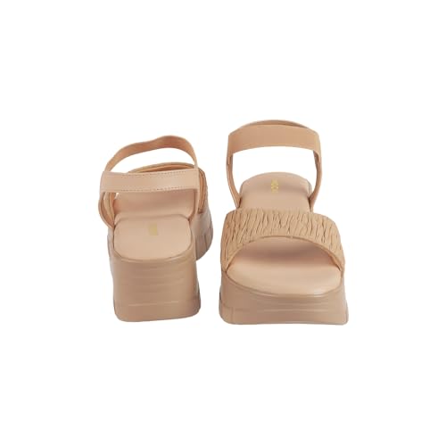 Image of Mochi Women Faux Leather Wedge Heel Fashion Sandal