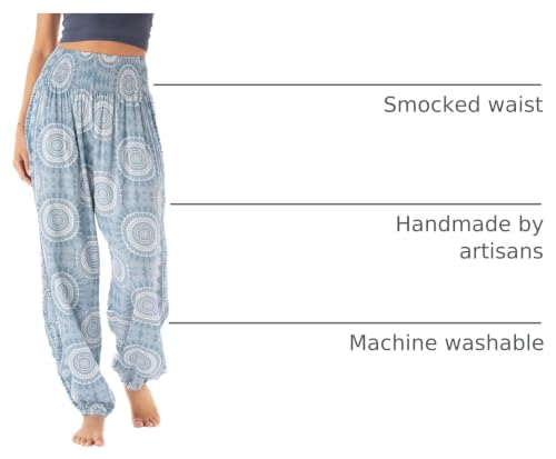 Image of Lotus and Luna Women's Harem Pants Thai Pants for Beach & Lounge High Waisted Flowy Boho Pants Genie Pants Yoga Pants