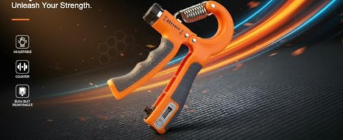 Image of Aero Adjustable Hand Gripper with Counter | Hand Grip Workout Strengthener for Men & Women | Forearm Strength Trainer, Wrist & Finger Exercise Equipment for Gym & Home Workout | Orange