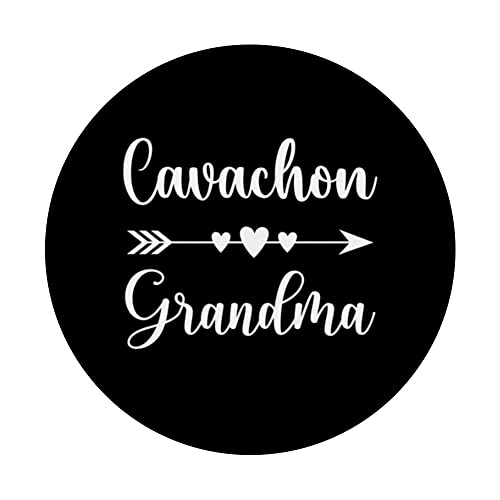 Cavachon Grandma Funny Cavachon Dog Lovers Gift Mother's Day PopSockets Swappable PopGrip, Black - Image 3