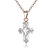 Skcess Collier Multirang Femme, Collier en Cuivre Collier Pendentif Croix Zircon Or Rose Rectangulaire Zircone Cubique Collier Maman BFF Cadeau